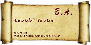 Baczkó Aszter névjegykártya